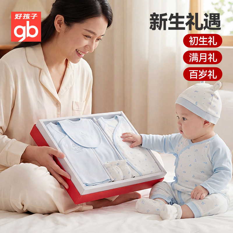 Goodbaby 新生児ギフトボックス、ベビーウェルカムギフト、新生児服セット、12点入りベビー満月ギフトセット