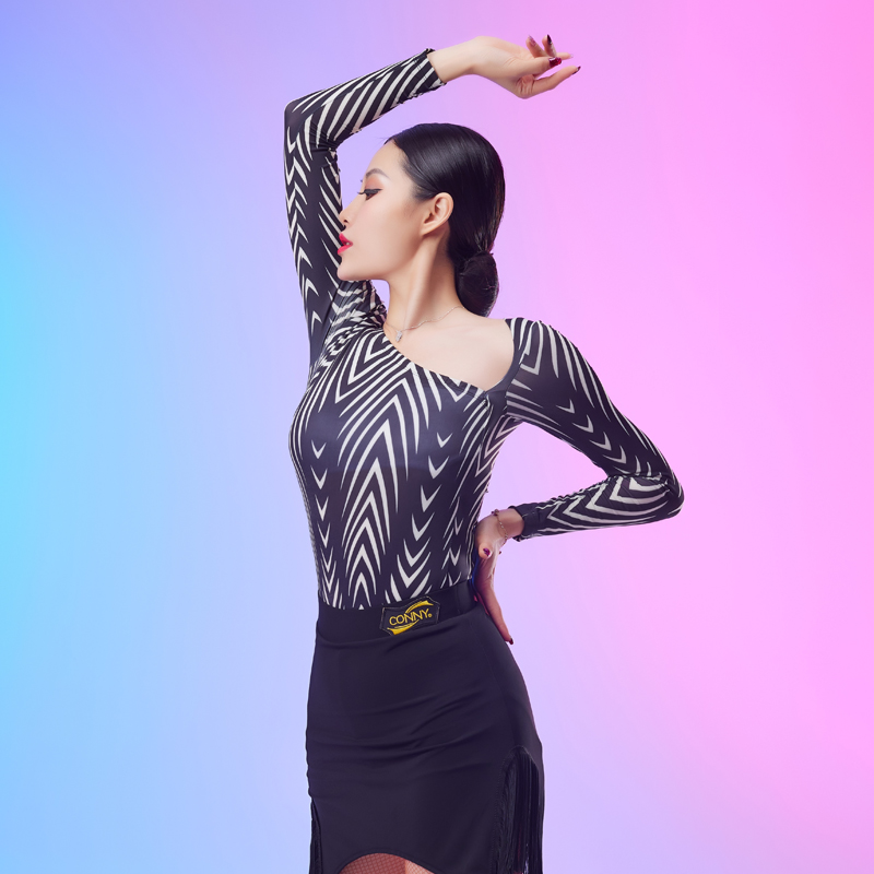 New Latin Dancing Gongfu Adult Social Dance Dancing Morden Dance Long Sleeve Blouse Blouse Women's Trendy Nice Dance Dress