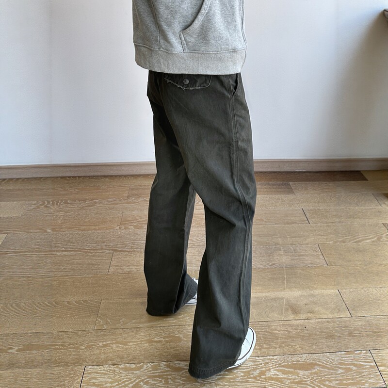 17Dup Pearl Canvas Work Pants, Asoet Dye Loose Straight-Leg Versatile Casual French Work Pants, Commuting Long Pants