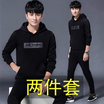 2022 new spring and autumn men's fashion long sleeve hooded vests trend with handsome casual sportswear two-piece suit