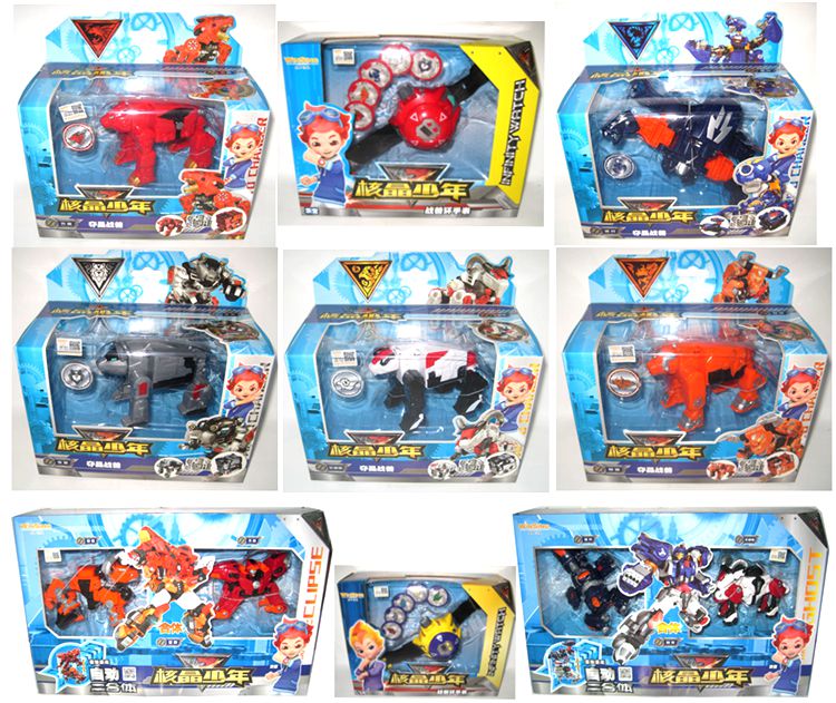 Nuclear crystal juvenile automatic fit deformation robot boy toy catch crystal power Austrian war beast watch full set