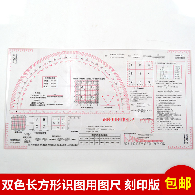 [USD 8.32] Bicolor Illustration Map Ruler Combined Topographical Map ...