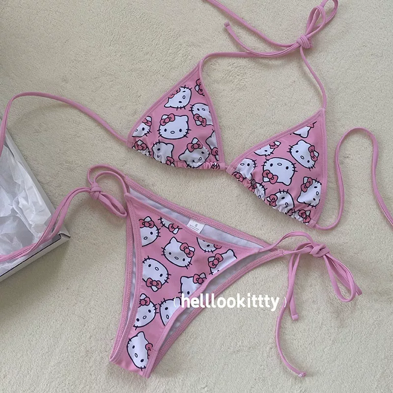 Hello Kitty, милый пляжный купальник, бюстгальтер push-up