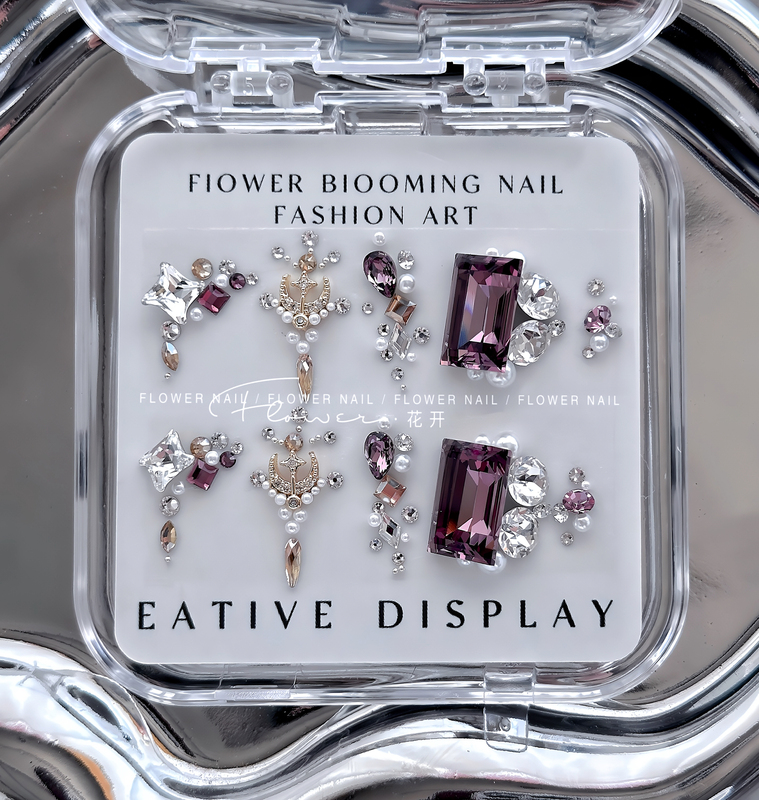 Dongzhou Nail Art Diamond Material Kit, Sparkling K9 Diamond Kit, DIY Purple Luxury Nail Decoration Diamond Kit, Set for Long Nails