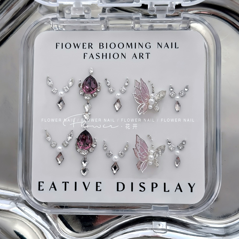Premium Dongzhou Nail Art Rhinestone Material Kit Set Double-Layer Butterfly Rhinestone Nail Decorations K9 Rhinestone Pack Nail Art Materials Premium Dongzhou Nail Art Rhinestone Material Kit Set Double-Layer Butterfly Rhinestone Nail Decorations K9 Rhinestone Pack Nail Art Materials