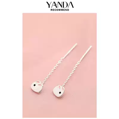 Yan cute rabbit tassel ear refining 2020 New Tide sterling silver temperament small earrings women short small rabbit earrings