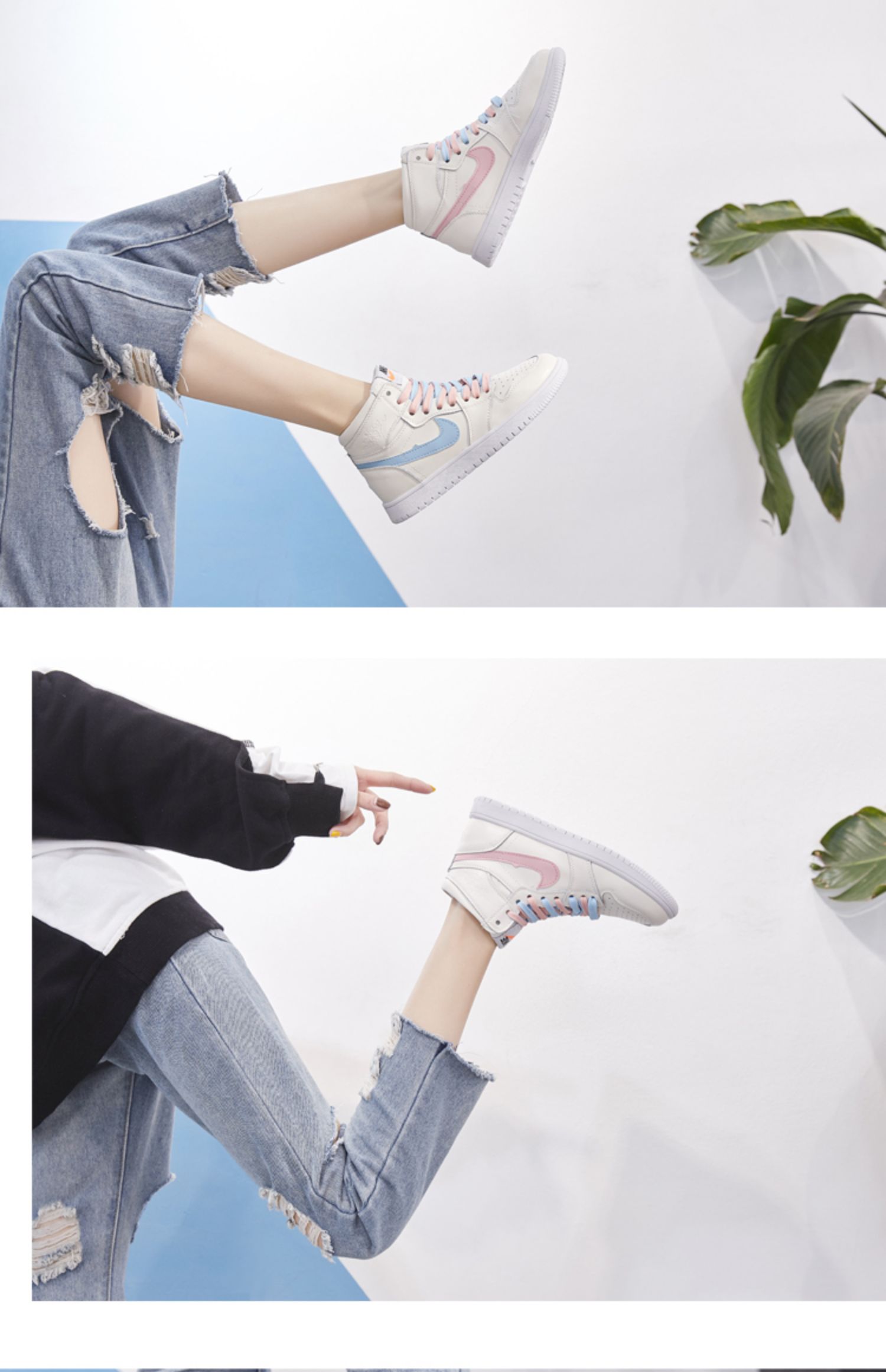 Giày móc ulzzang air Force one aj1 giày nữ 鸳鸯 2018 học sinh mới cao để giúp giày thể thao thông thường nữ giày converse cao cổ