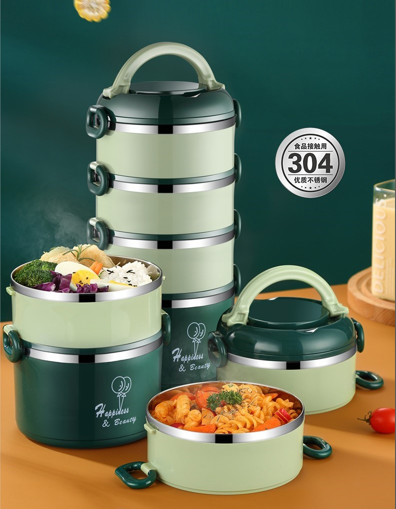 Office Worker Portable Insulation Lunch Box Stainless Steel Extra-long Students Home Multilayer Insulation Lunchbox Large Capacity Meal Bucket