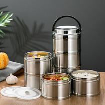 Office Workers Multilayer Large Capacity Boxed Lunch 304 Stainless Steel Insulated Lunch Box Vacuum Thickened Portable Dining Box Insulation Barrel