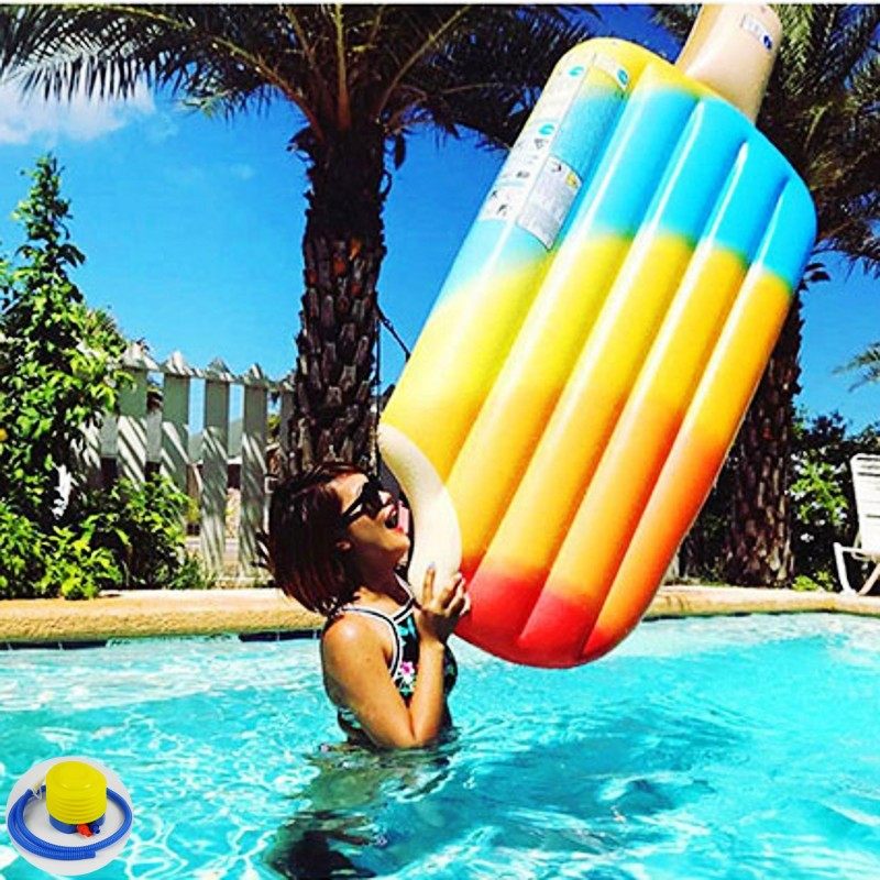 Export non-toxic adult cartoon ice cream floating row swimming pool water inflatable ice lolly toy 3-6 years old baby lying in bed