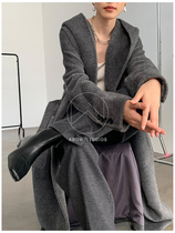 A Bow ) du development M * x Mar * Same color lazy luxury two-color Suli hooded coat