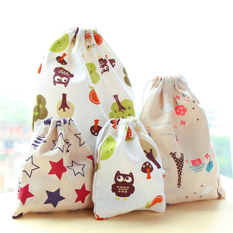 Draw Rope Travel Bouquet Pocket Small Cloth Bag Cotton Linen Canvas Cashier Bag Finishing Bag Hand Split Cosmetics Small Bag
