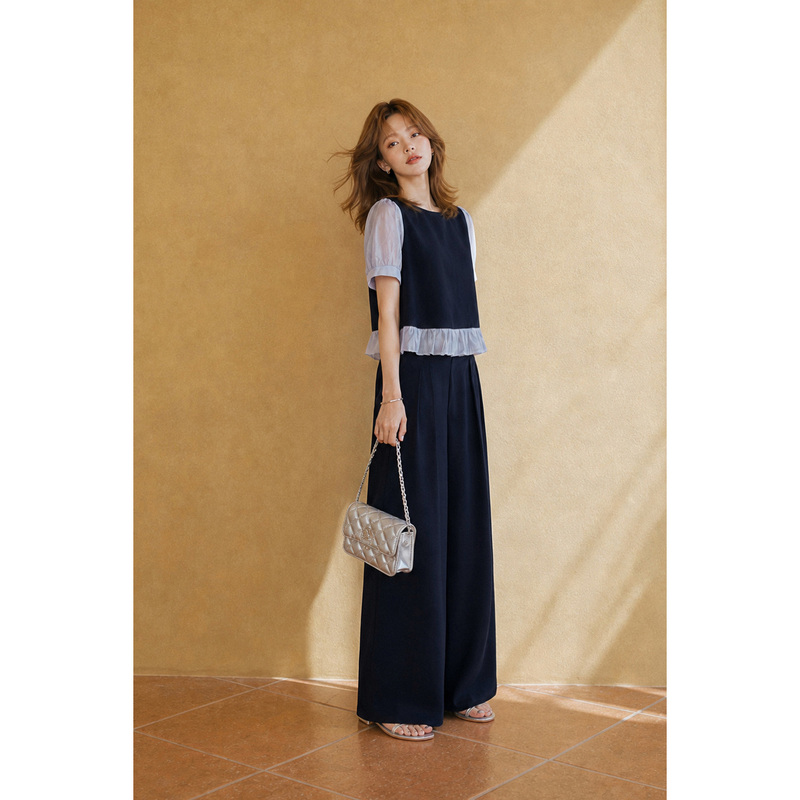 Xiaoguli Lanyu Set 2026 Summer New Short-Sleeve Elegant Fashion Wide-Leg Pants Two-Piece Set for Petite Figures Xiaoguli Lanyu Set 2026 Summer New Short-Sleeve Elegant Fashion Wide-Leg Pants Two-Piece Set for Petite Figures