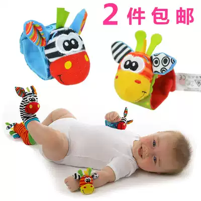0-3-6 months baby animal strap wrist guard socks with Rattle Bell Bell baby newborn toy