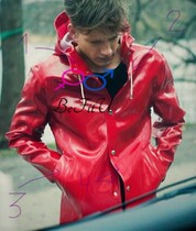 Latex tights leather jacket handmade custom hooded cardigan latex raincoat long section in stock rubber coat