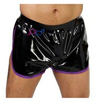 Spot latex underwear boxer pants loose diaper water pants mens shorts tight waist wide span comfortable pleated lace