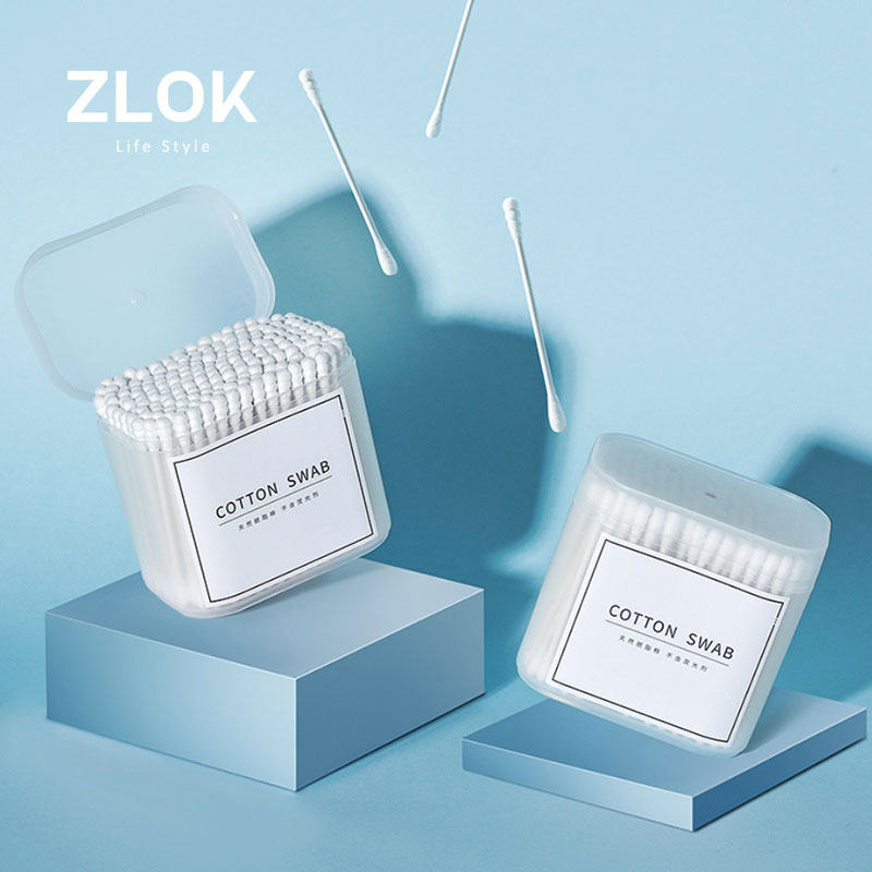 Double-headed cotton swab round head spiral head cotton swab household disposable makeup remover cleaning ear cotton swab 200 packs