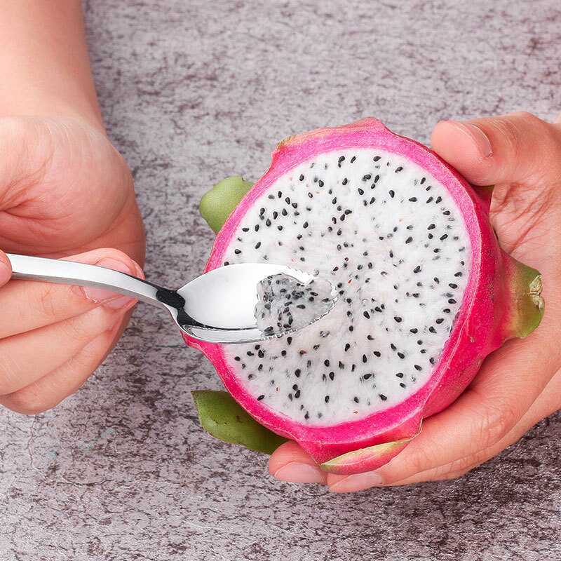 Baby eat fruit mud scraping spoon scraping apple mud baby food feeding spoon stainless steel with serrated mud scraping artifact