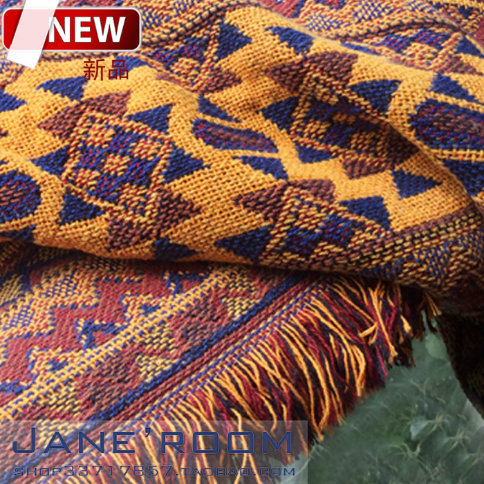 Foreign Trade Export Cotton Coarse Woven Throw Blanket American Bohemian Ethnic Style Sofa Towel Blanket Carpet Double-Sided