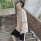 Mùa hè mới Nhật Bản màu trơn giản dị cổ tròn tay ngắn Áo thun nam rộng cơ bản mẫu hoang dã đáy quần nam 9 áo thun 