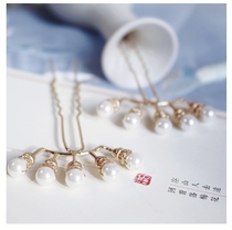 (small row of hairpins) Xin Yi Zuo for the ancient windy Han suit accessories shell pearl pure copper wire hairpin small hairpin Tang wind Ming system