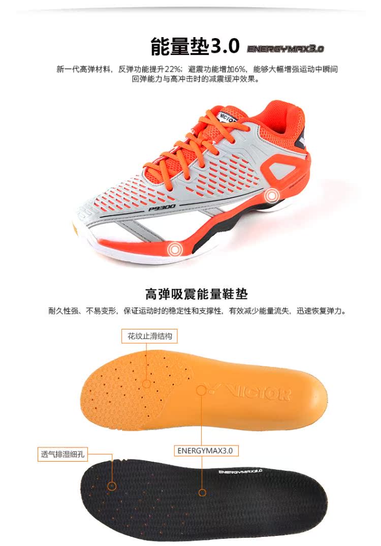 Bộ nhớ Sony USB Wickuo VICTOR giày cầu lông chiến thắng Victor P9300 lưới thoáng khí hỗ trợ kiểm tra giày sneaker nam trắng