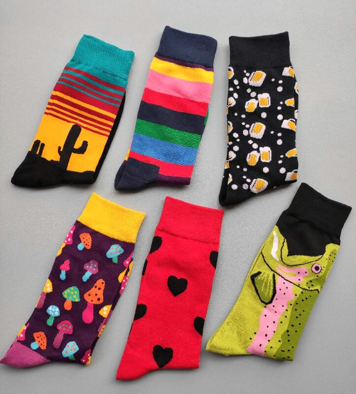 Couple Style Quirky Large Pattern Mid-Calf Socks Cactus Women's Socks Fish Mouth Men's Socks Trendy Personality Cotton Socks Heart