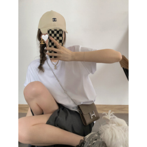 NSS COLLECTION Real wear texture UP navy blue top womens summer loose simple white short-sleeved T-shirt