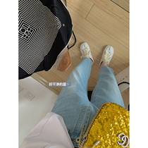 NSS COLLECTION is another good-looking light blue ~ acetate nine-point radish pants womens high-waist straight jeans