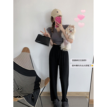 NSS COLLECTION Giant Push Mask Pants Soft Drape Casual Pants High Waist Mopping Wide Leg Pants