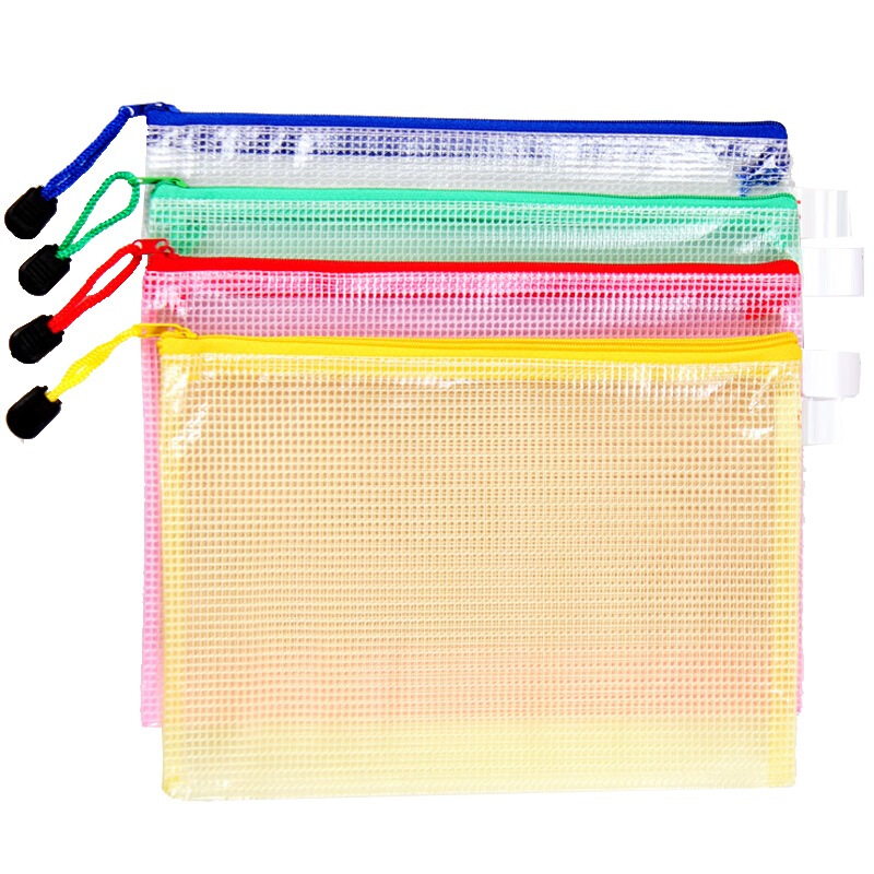 A5 A4 B4 file bag grid transparent zipper bag waterproof plastic student stationery test paper bag