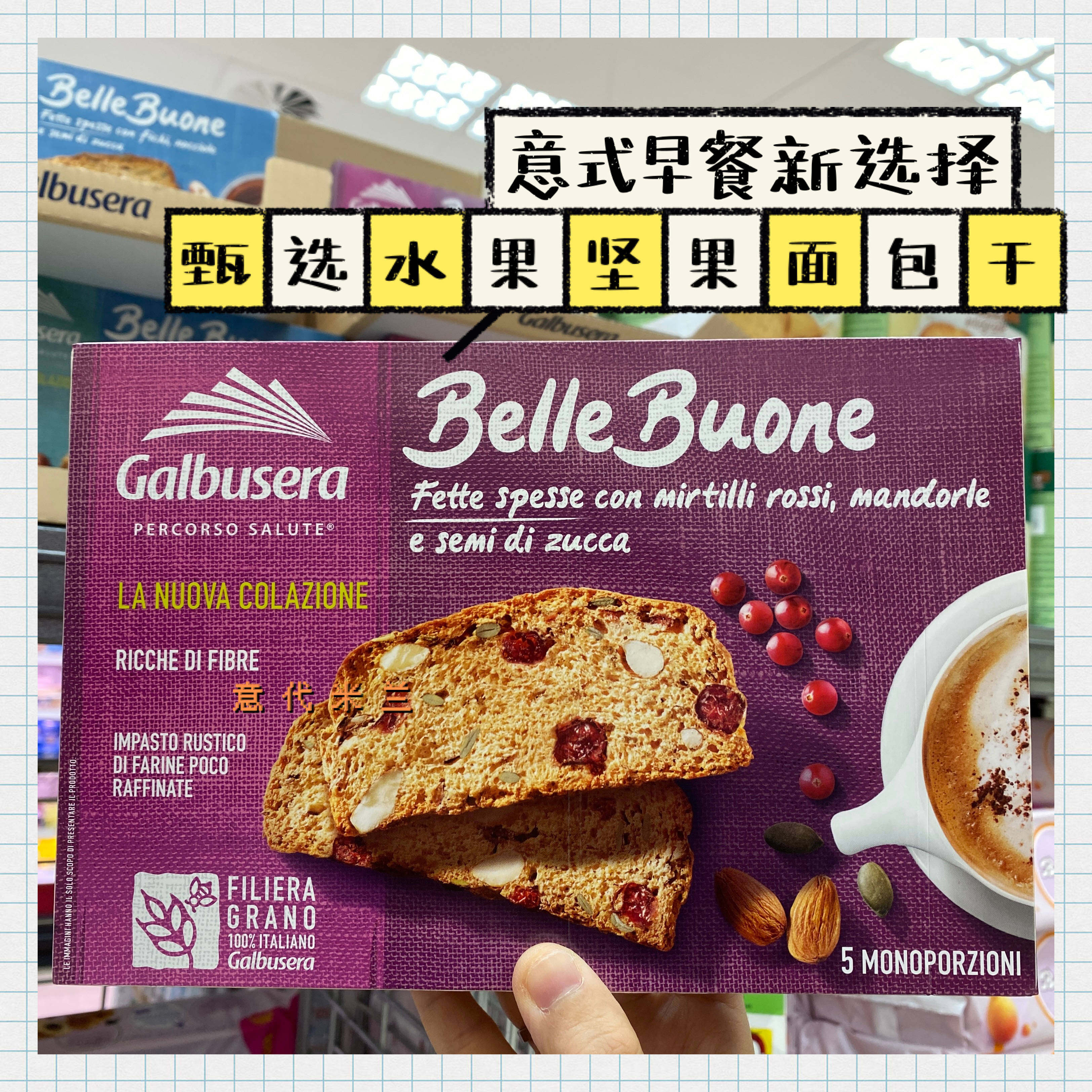 LCL 3 Pieces｜Galbusera Italian Fruit Nuts Breakfast Rusks 200g