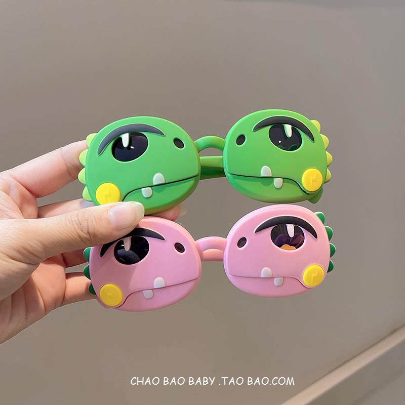 UK Next Like children sunglasses boy girl silicone gel polarized UV-proof dinosaur flip ink mirror-Taobao