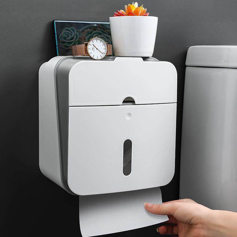 Powder Room Tissue Box Toilet Shelf Removable Toilet Paper Roll Toilet Paper Box Punch-Free Toilet Paper Box Wall-mounted Waterproof Tissue Holder
