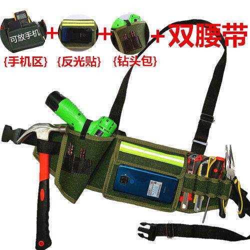 Canvas tool bag waist bag thickened electric drill waist bag multi-functional woodworking plumber shoulder bag hardware tool storage bag
