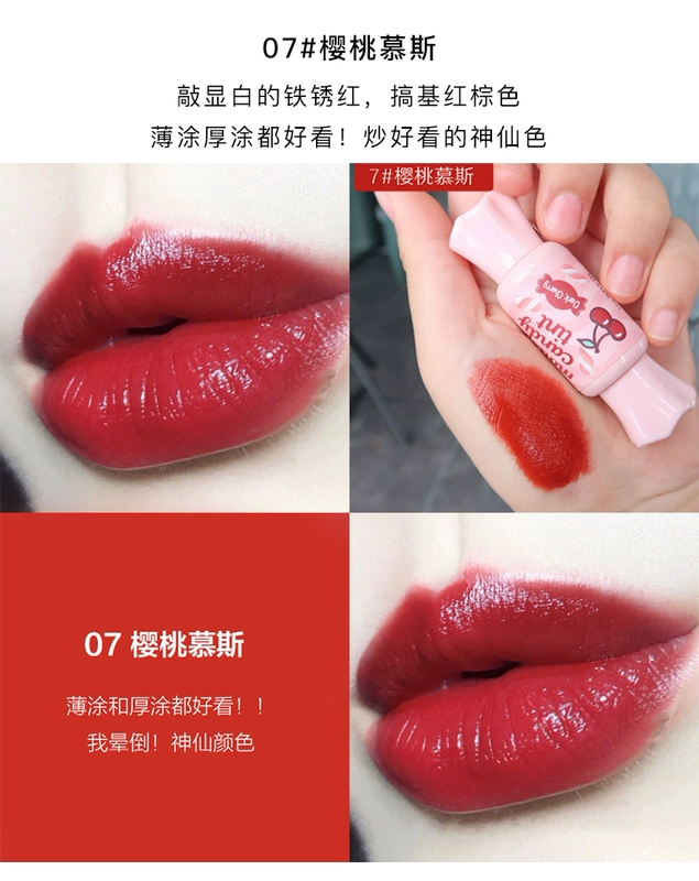 Hàn Quốc Son môi tươi mousse kẹo mút 405 thay vì son bóng kéo dài không đánh dấu nữ sinh viên - Son bóng / Liquid Rouge