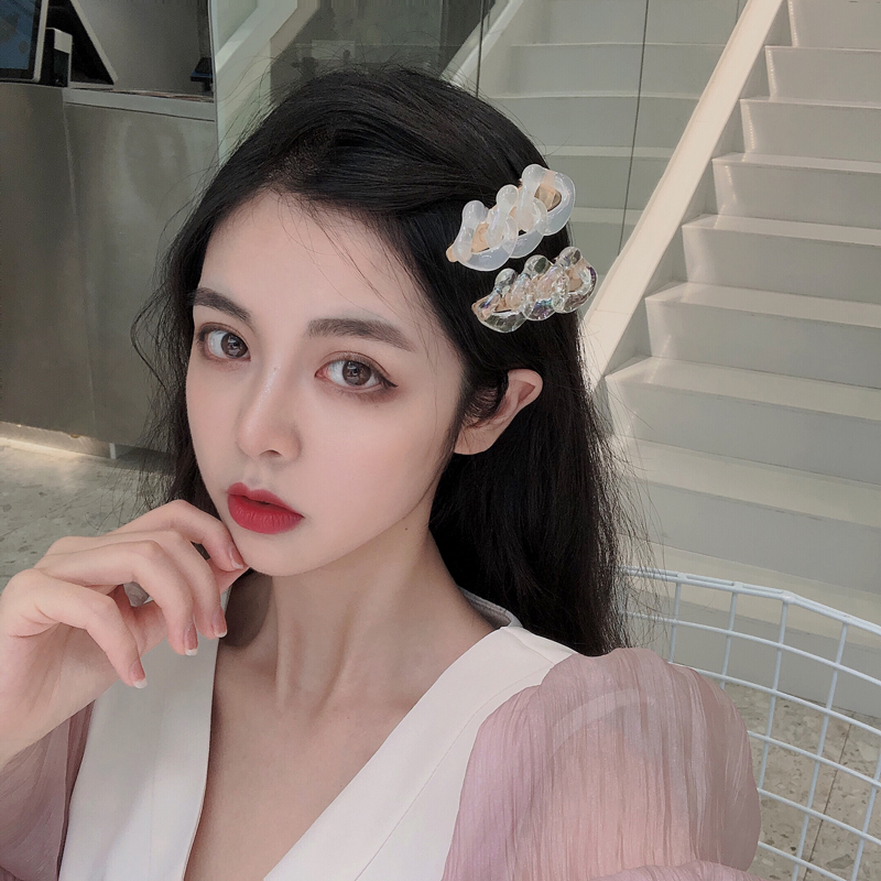 South Korea Nets Red Girl Hearts Transparent Chain Hairpins travel hairpin Clip Lipped Sea Clip Edge Collet Accessories 100 Hitch Hairpin