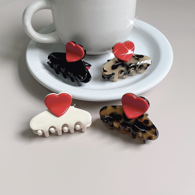 Korean version of red love acetic acid simple small and medium-sized grab clip back of the head half grab hair clip broken side hair grab headdress