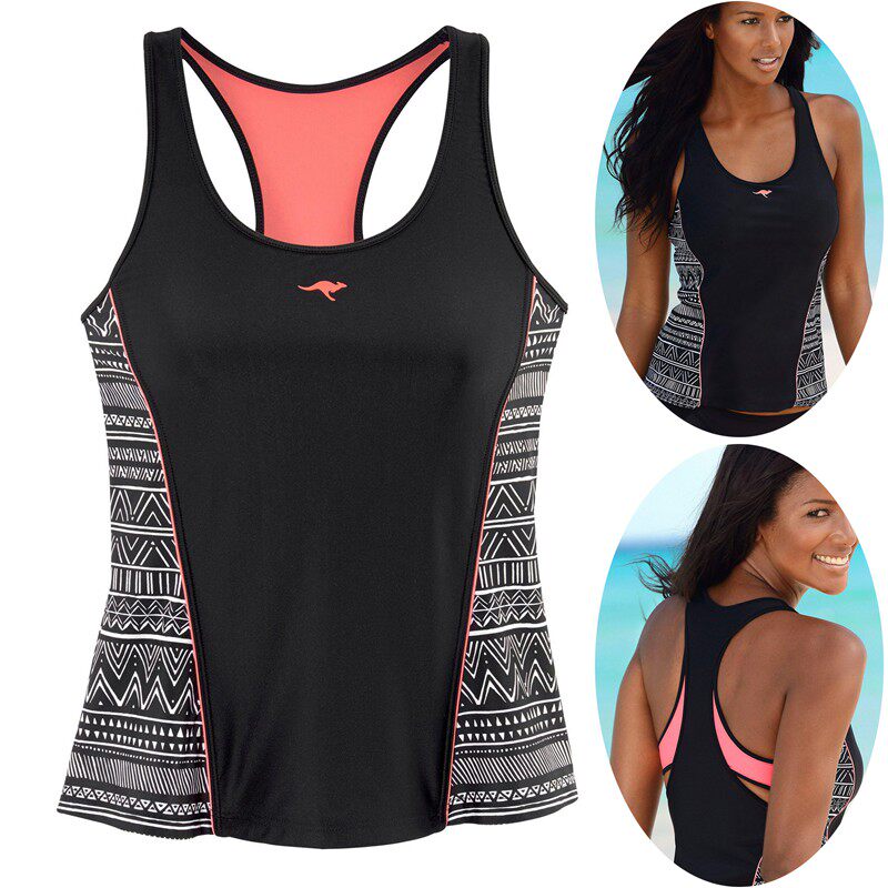 Women's comfortable two-piece long vest swimsuit sports foreign trade original tail single conservative chest pad mold cup slimming surfing