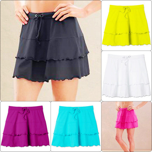 Women's Two-Piece Swimming Bottom Skirt Quick-drying Beach Covering Hip Show Leg-Length Venetian Skirt Hot Spring Running Yoga Black Red Blue