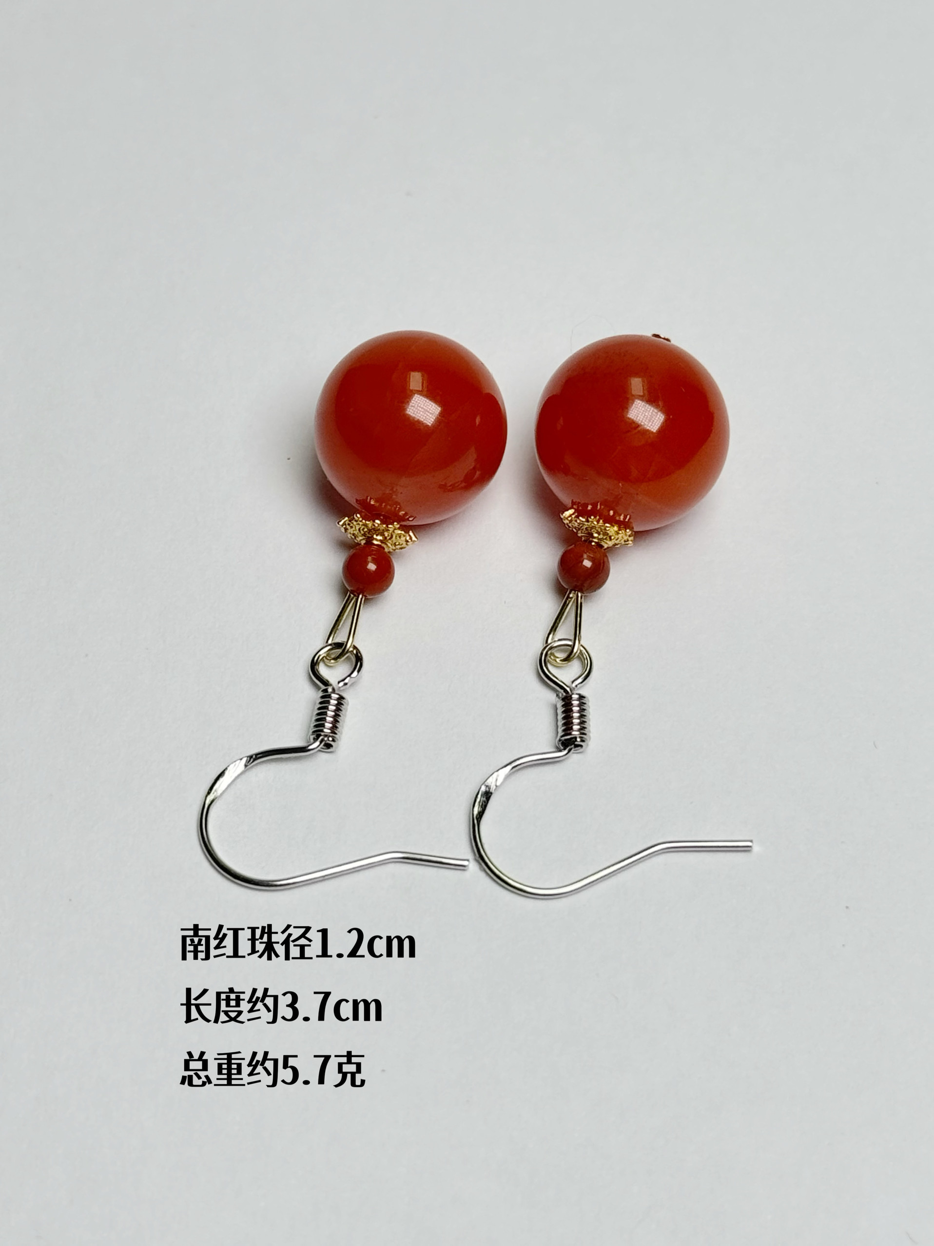 Серьги 天然南红玛瑙耳坠搭配绿松石珍珠925银钩耳坠耳饰原创手工送女友 Hua Yuxuan