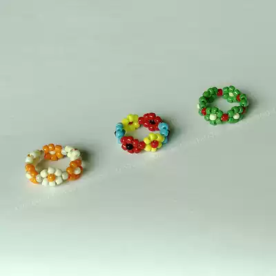 AL homemade handmade colorful flower ring Korean LYL niche handmade jewelry tin tin tin cute