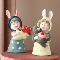 Creative rabbit ornaments crafts cute cartoon personality home living room TV cabinet desktop decorations gifts