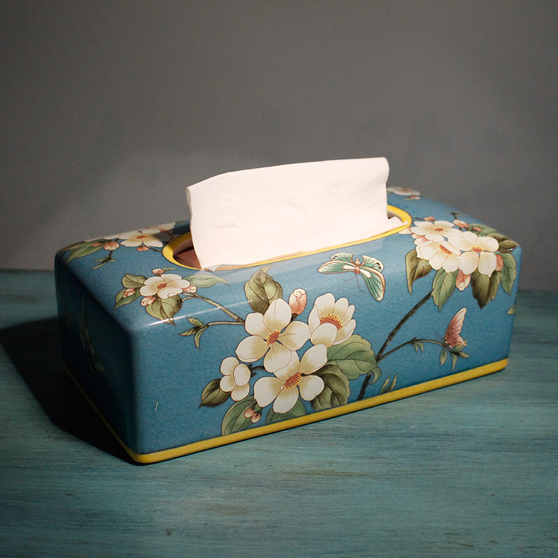 Ceramic Light Lavish Style Paper Towels Box Tea Table Creative Eu Style Extravagant Living Room Toilet Paper Box Upscale American Pendulum