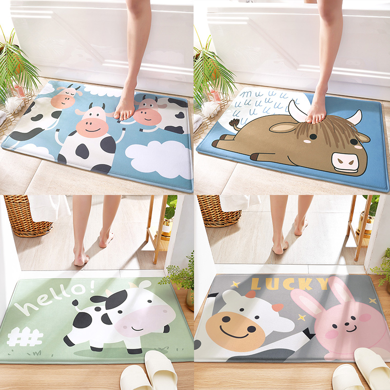 Bull Year Bathroom Ground Floor Mat Suction Speed Dry Ground Mat Makeup Room Doorway Bathroom Toilet Entrance SLIP MAT FLOOR MAT