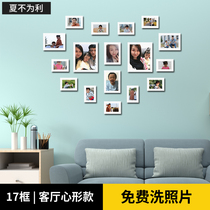 Heart-shaped photo wall Living room creative romantic photo frame wall Wedding room Bedroom punch-free wall hanging photo wall washing photo