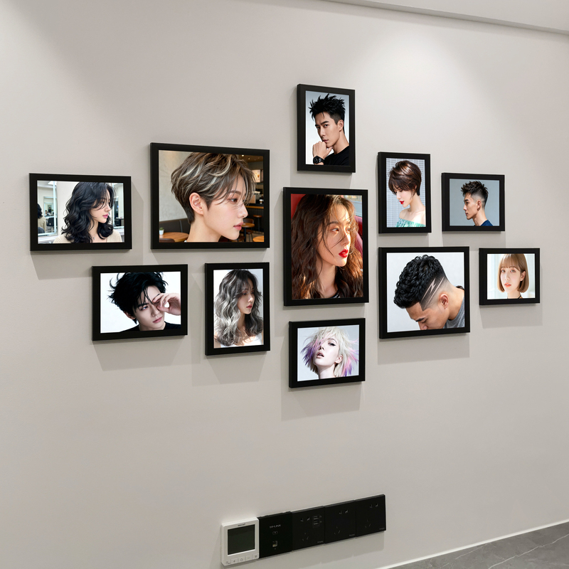 Fashionable Hairstyle Design Photo Wall Hair Salon Wall Frame Men's and Women's Perm and Dye Trendy Hairstyle Poster Wall Hanging