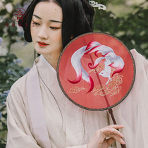  Huajincheng handmade double-sided Su embroidery group fan Light luxury Chinese style gift ancient style embroidery group fan Shanhai Jing Jiuwei Fox