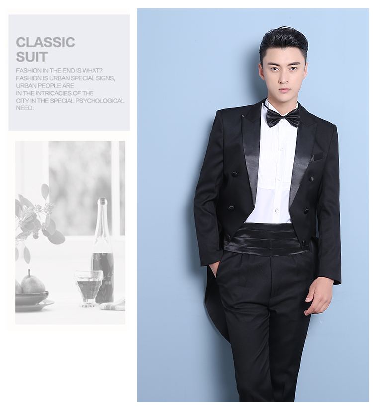 Tuxedo nam chú rể váy cưới phù hợp với nhạc trưởng trang phục sân khấu nghi lễ ma thuật máy chủ lưu trữ áo vest nam