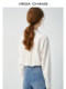 VEGA CHANG white shirt women's long-sleeved 2025 autumn new European style lace loose top